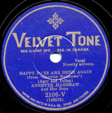 Happy Days Are Here Again - Velvet Tone 2106